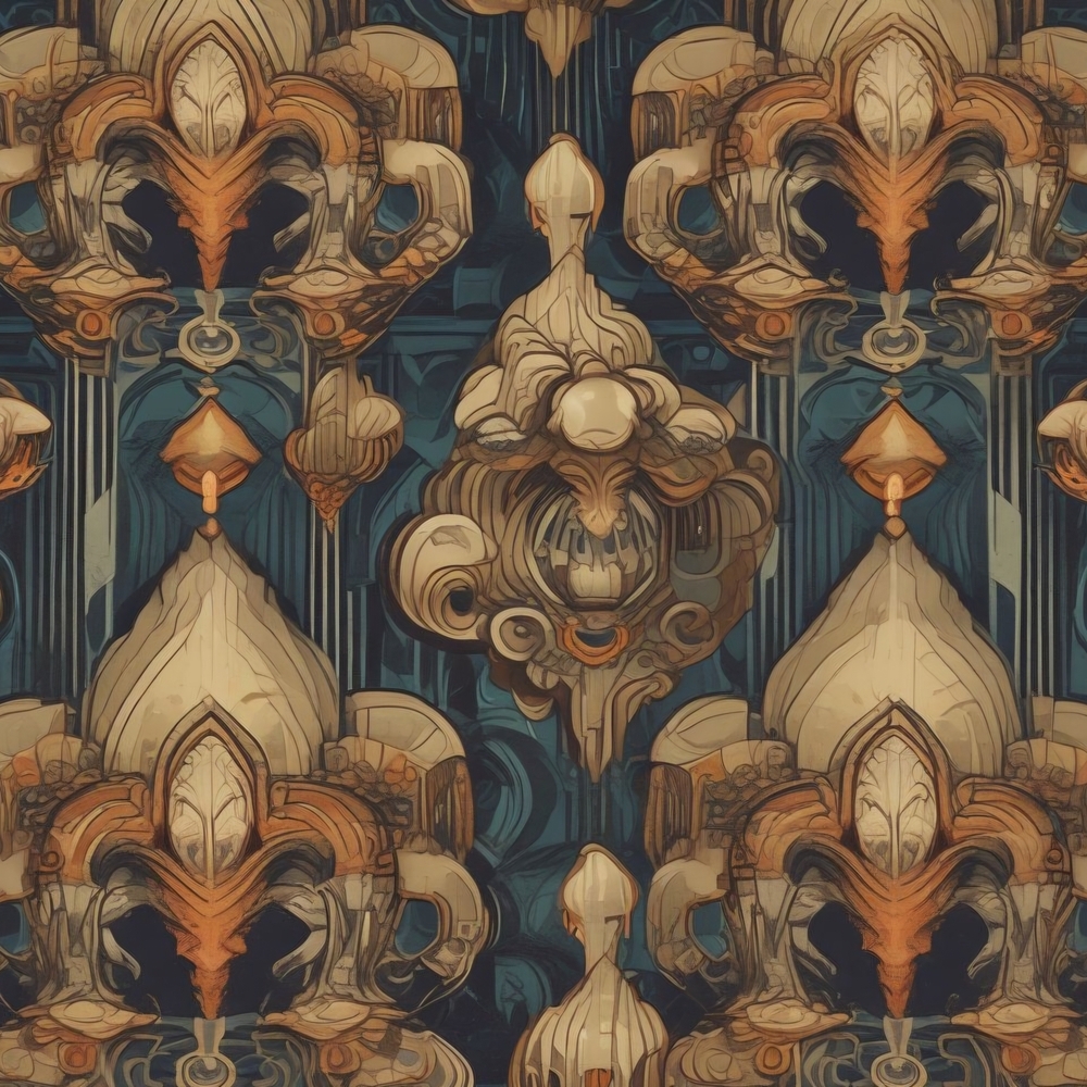 Elegant Beige and Navy Wallpaper